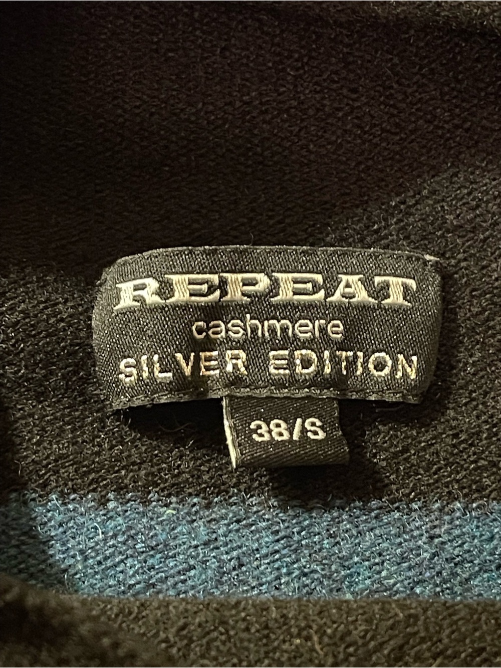 Repeat Cashmere Silver Edition Colorblock Teal & Black Cowl Neck Sweater S - Picture 13 of 14